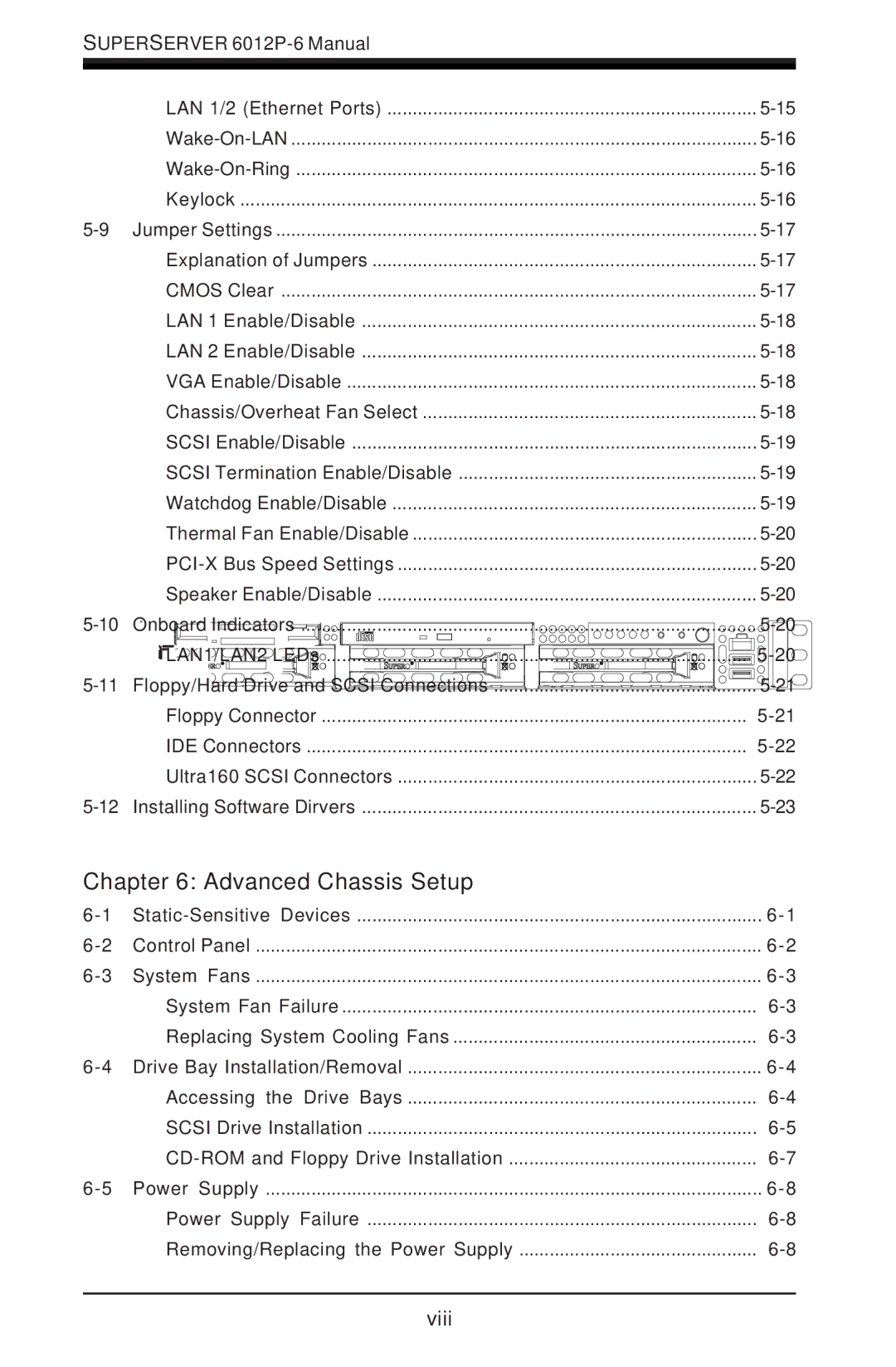 SUPER MICRO Computer 6012P-6 user manual Advanced Chassis Setup 