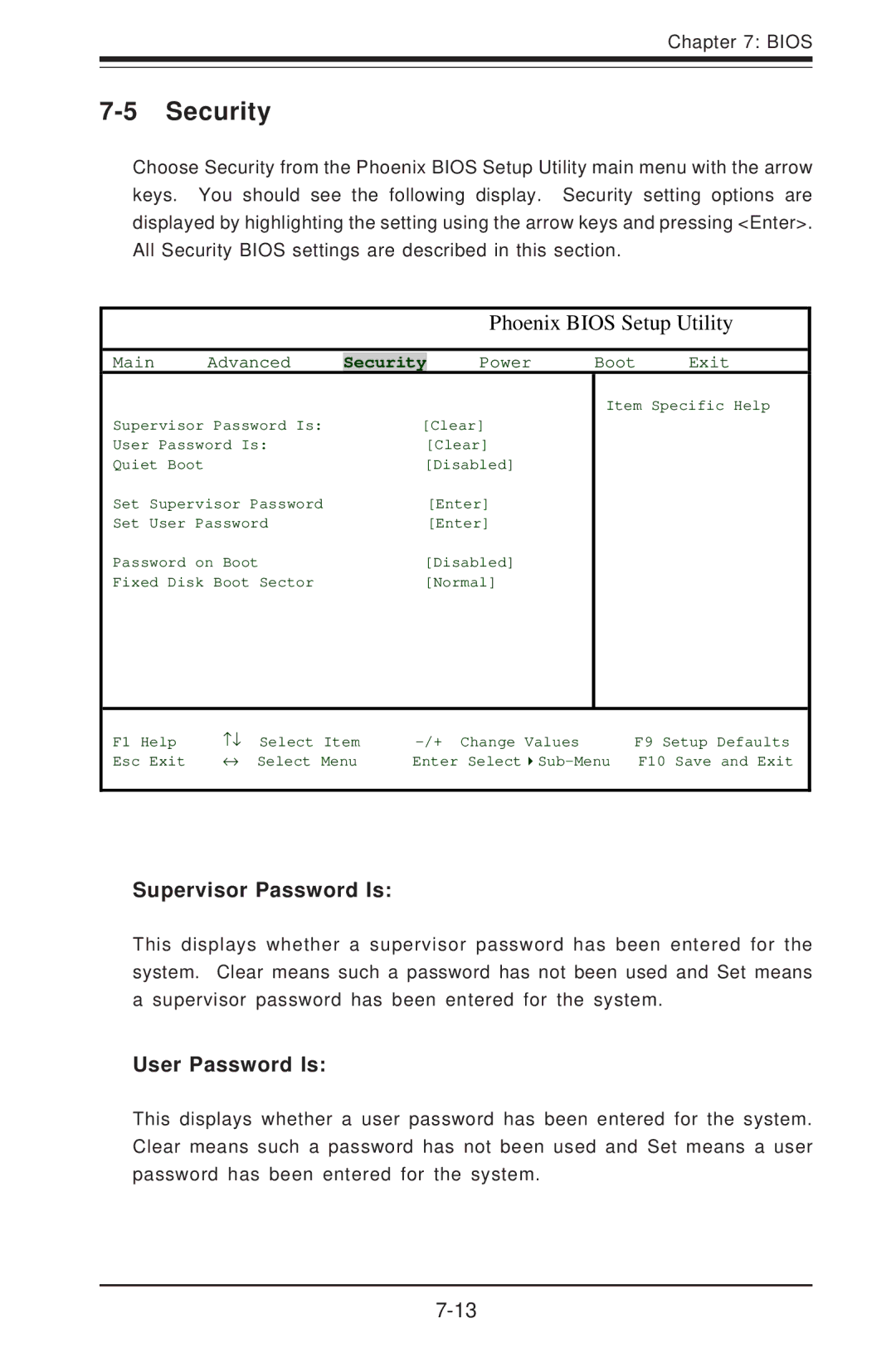 SUPER MICRO Computer 6012P-6 user manual Security, Supervisor Password Is, User Password Is 