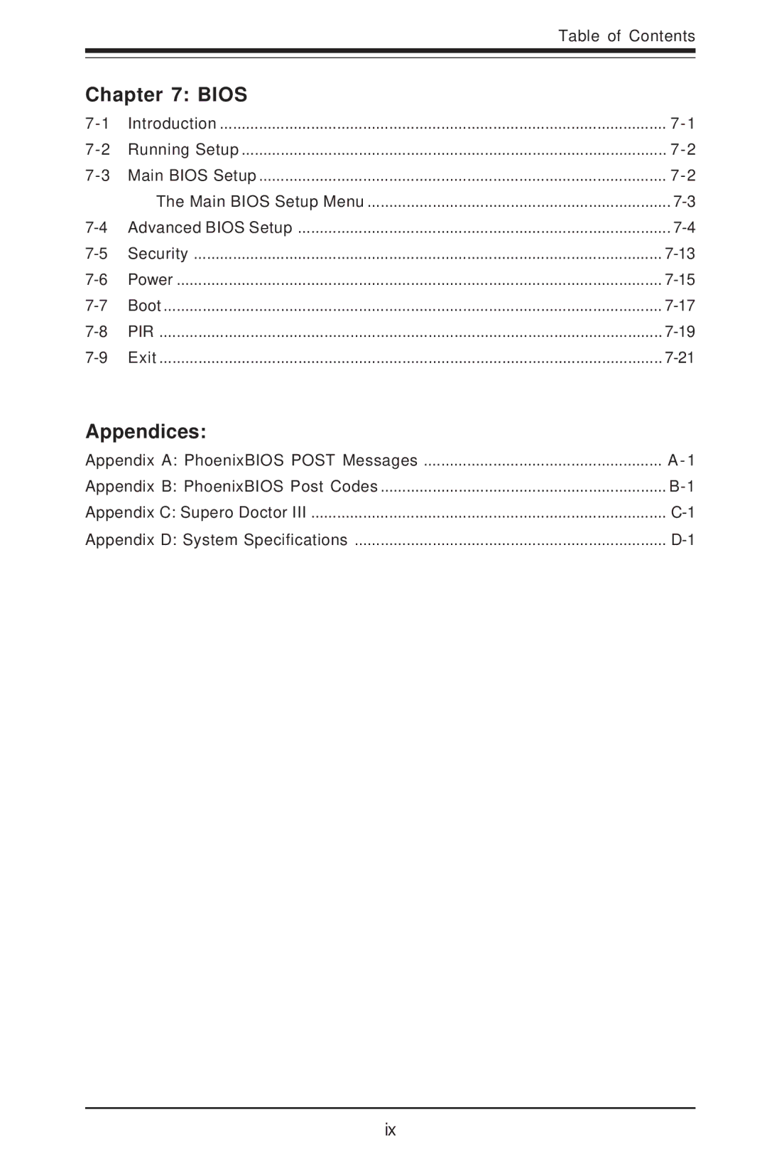 SUPER MICRO Computer 6012P-6 user manual Bios, Appendices 