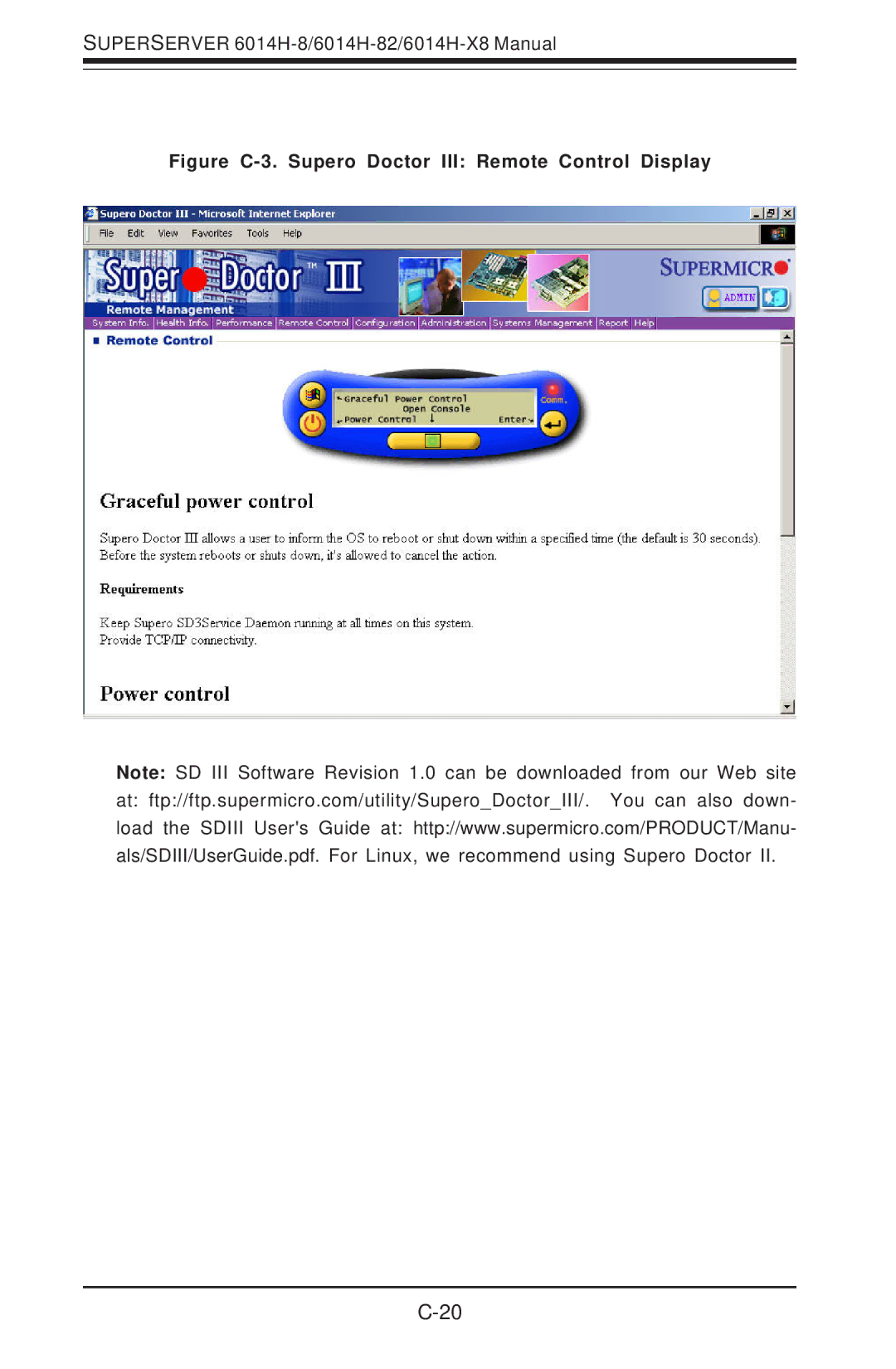 SUPER MICRO Computer 6014H-8 user manual Figure C-3. Supero Doctor III Remote Control Display 