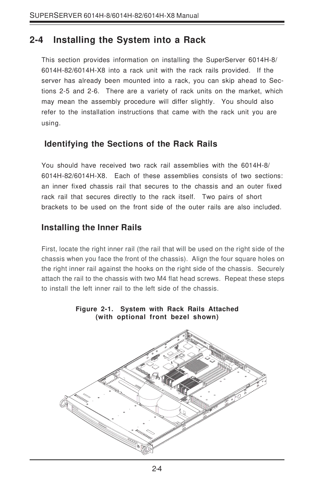 SUPER MICRO Computer 6014H-8 user manual Installing the System into a Rack, Identifying the Sections of the Rack Rails 