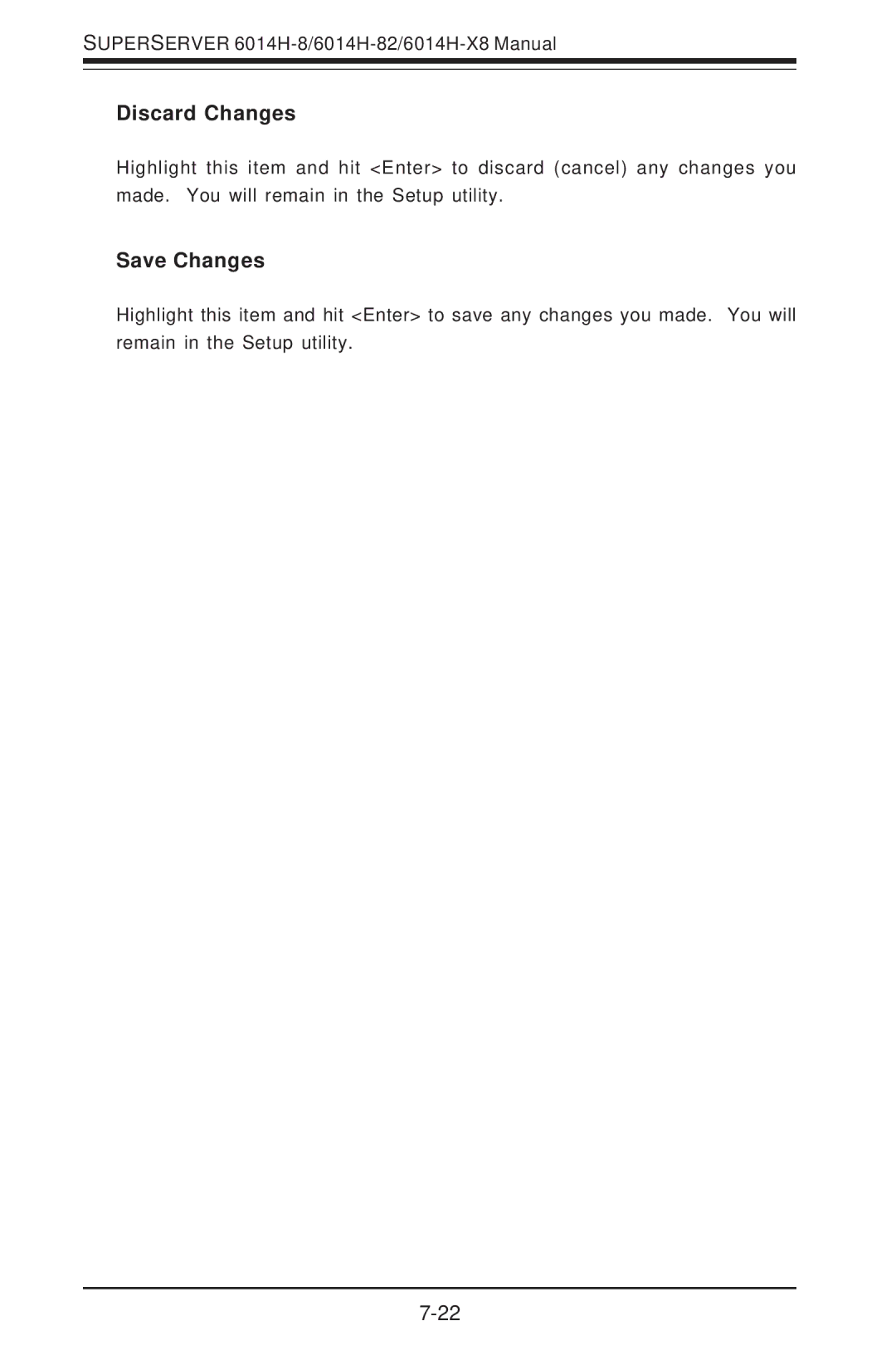 SUPER MICRO Computer 6014H-8 user manual Discard Changes, Save Changes 