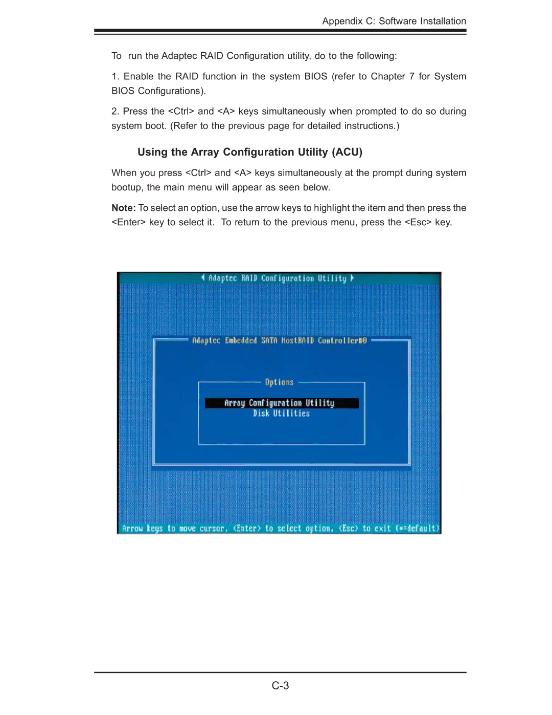 SUPER MICRO Computer 6014L-M manual Using the Array Conﬁguration Utility ACU 