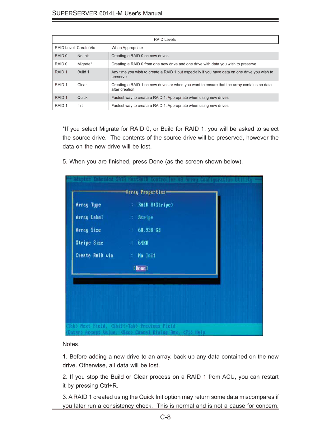 SUPER MICRO Computer 6014L-M manual RAID Levels 