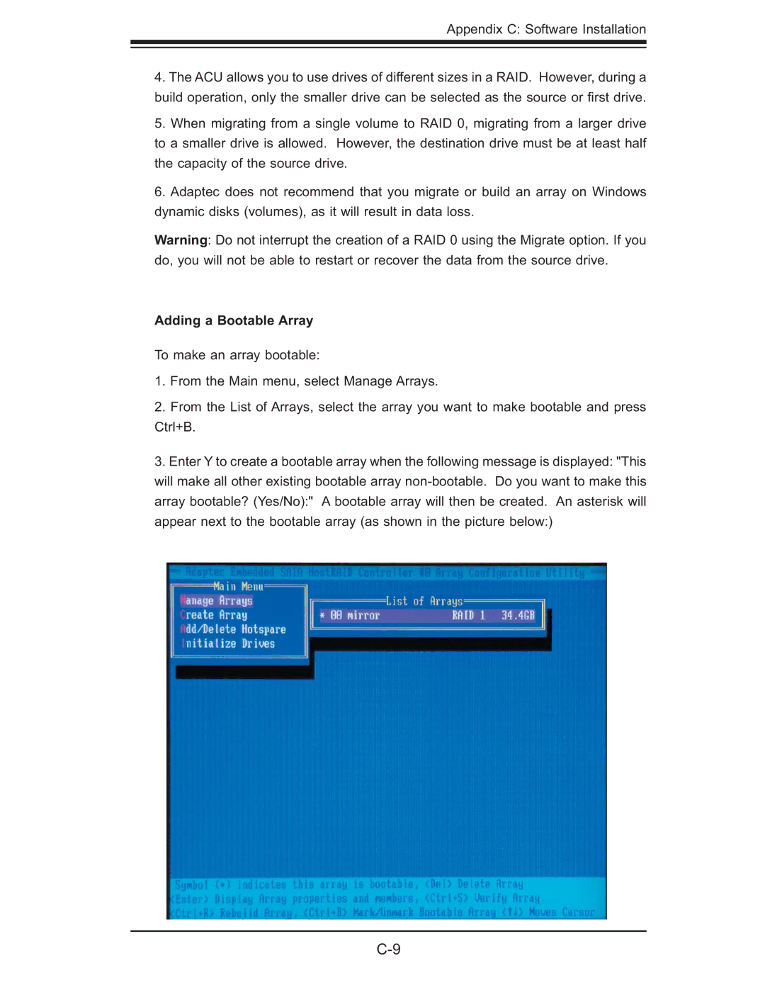 SUPER MICRO Computer 6014L-M manual Adding a Bootable Array 