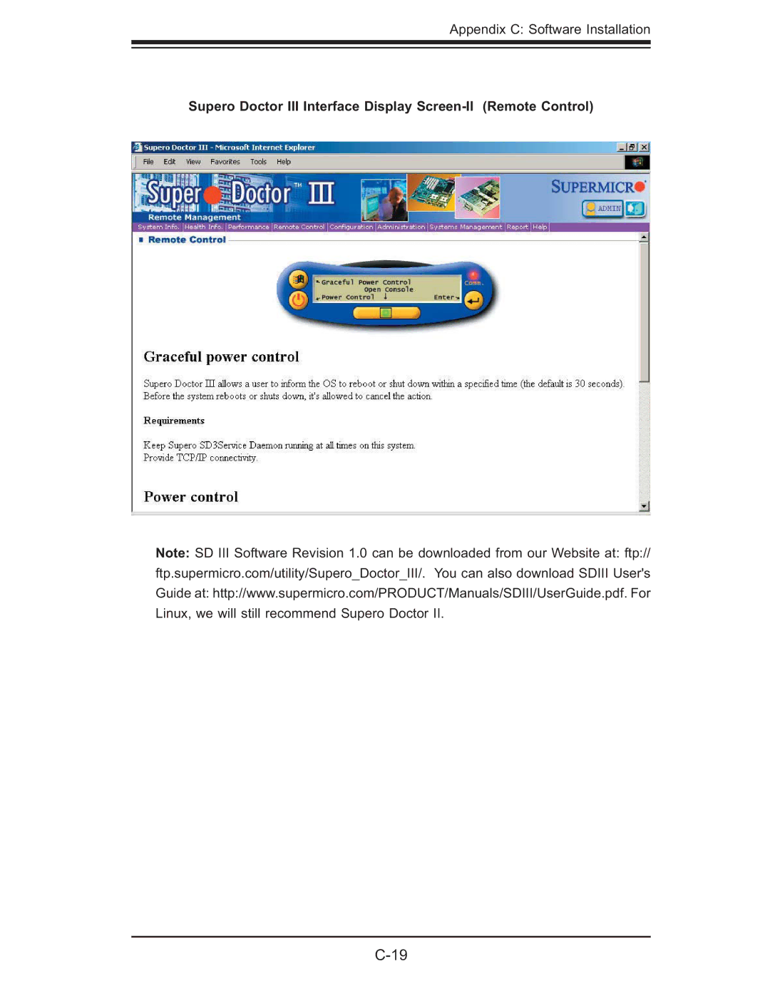 SUPER MICRO Computer 6014L-M manual Supero Doctor III Interface Display Screen-II Remote Control 