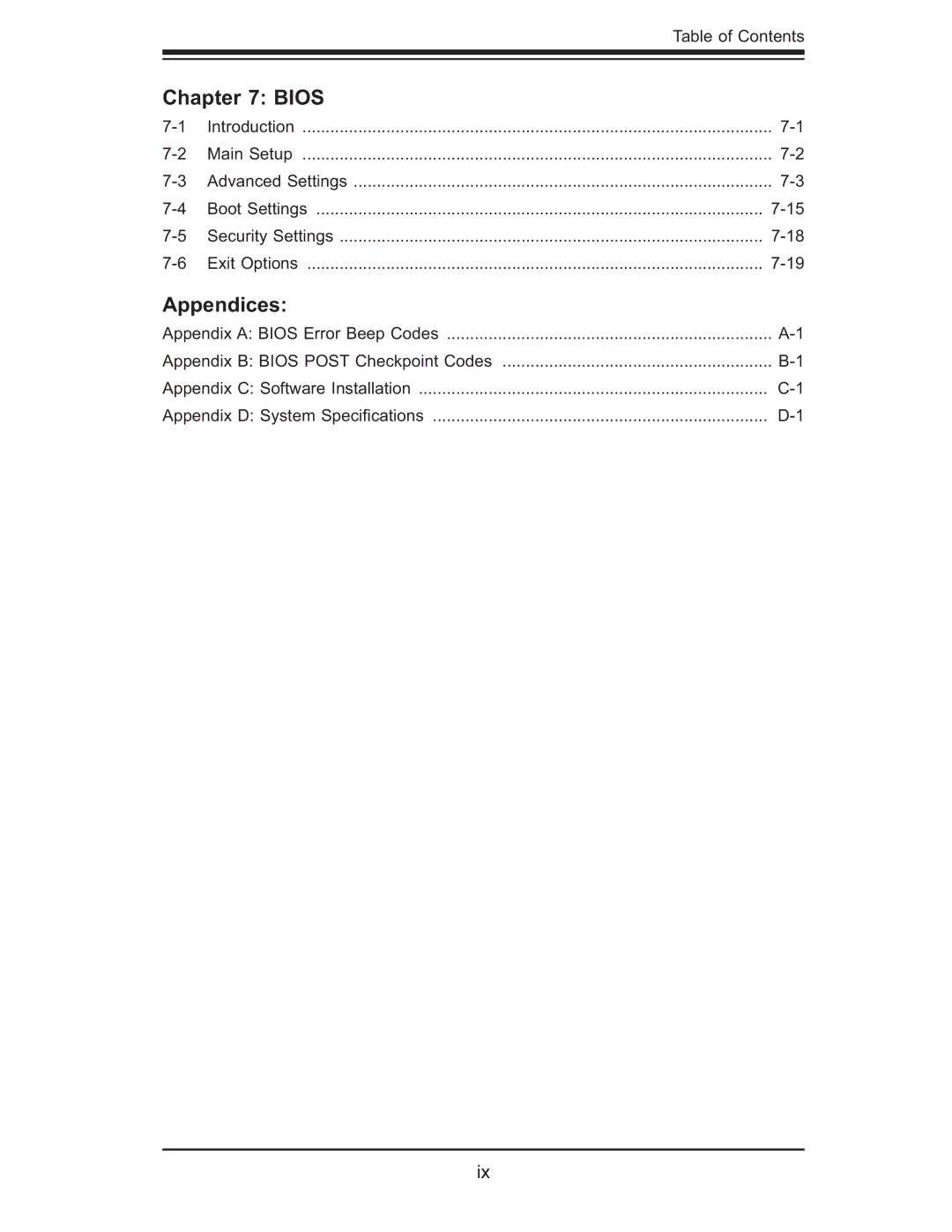 SUPER MICRO Computer 6014L-M manual Bios, Appendices 