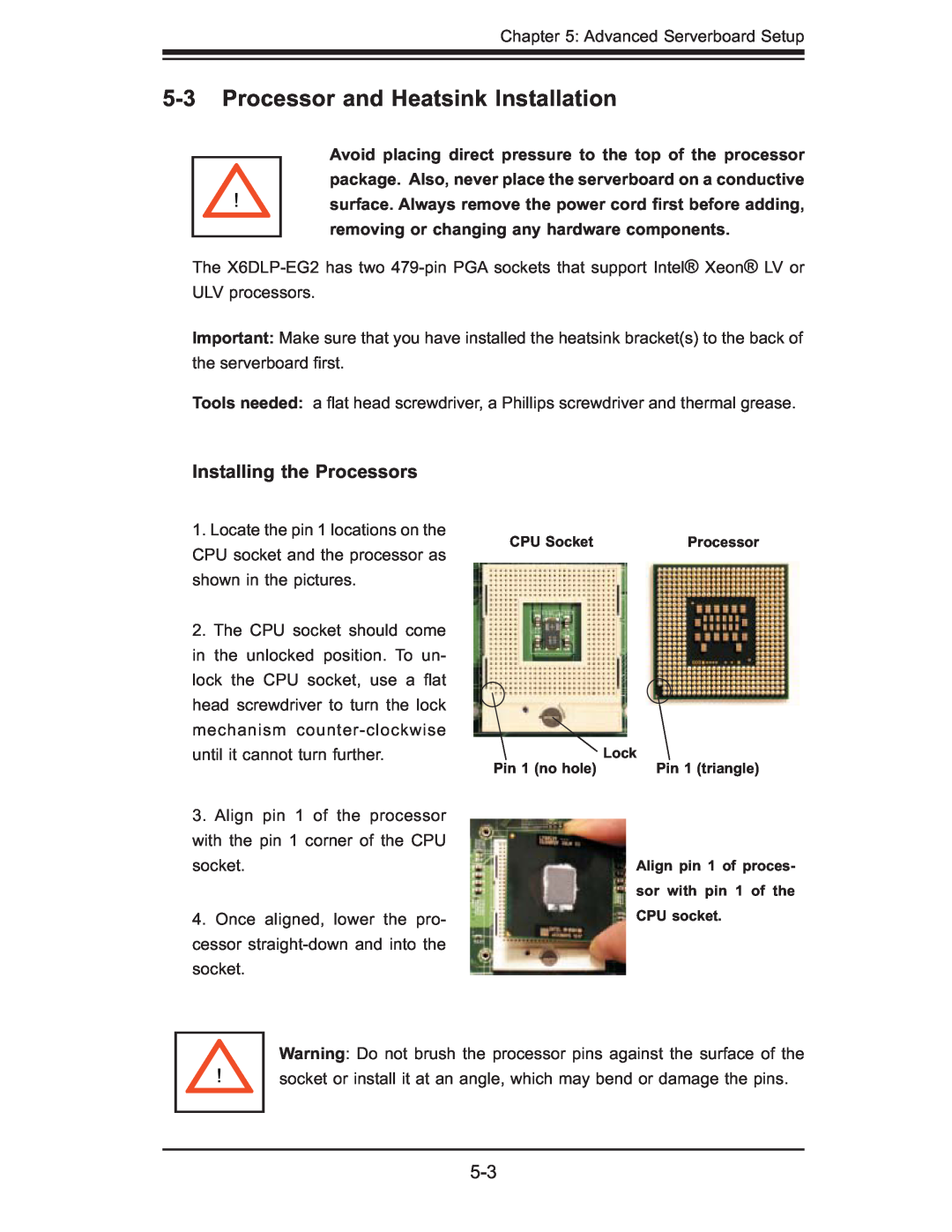 SUPER MICRO Computer 6014L-M manual Processor and Heatsink Installation, Installing the Processors 