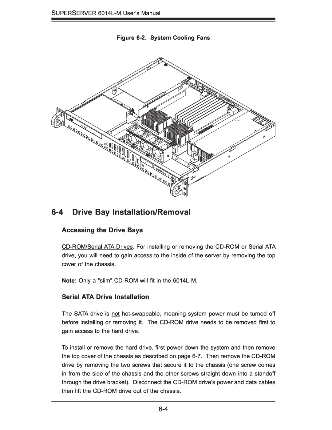 SUPER MICRO Computer 6014L-M manual Drive Bay Installation/Removal, Accessing the Drive Bays, Serial ATA Drive Installation 