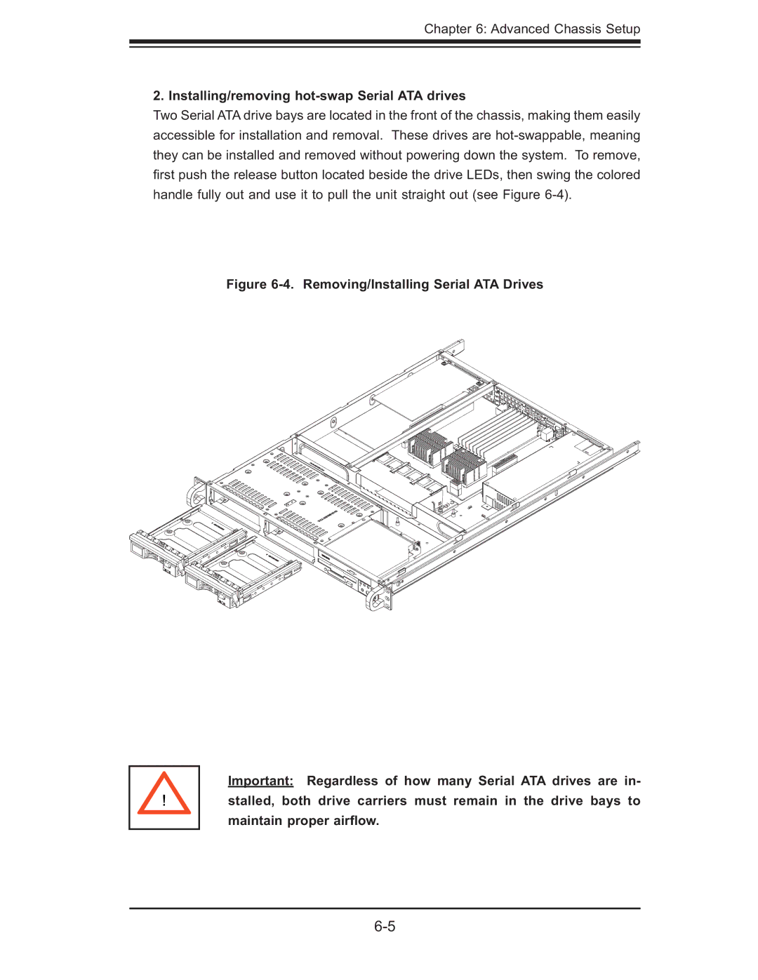 SUPER MICRO Computer 6014L-T user manual Installing/removing hot-swap Serial ATA drives 