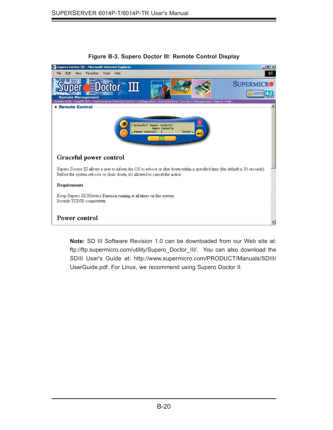 SUPER MICRO Computer 6014P-TR user manual Figure B-3. Supero Doctor III Remote Control Display 