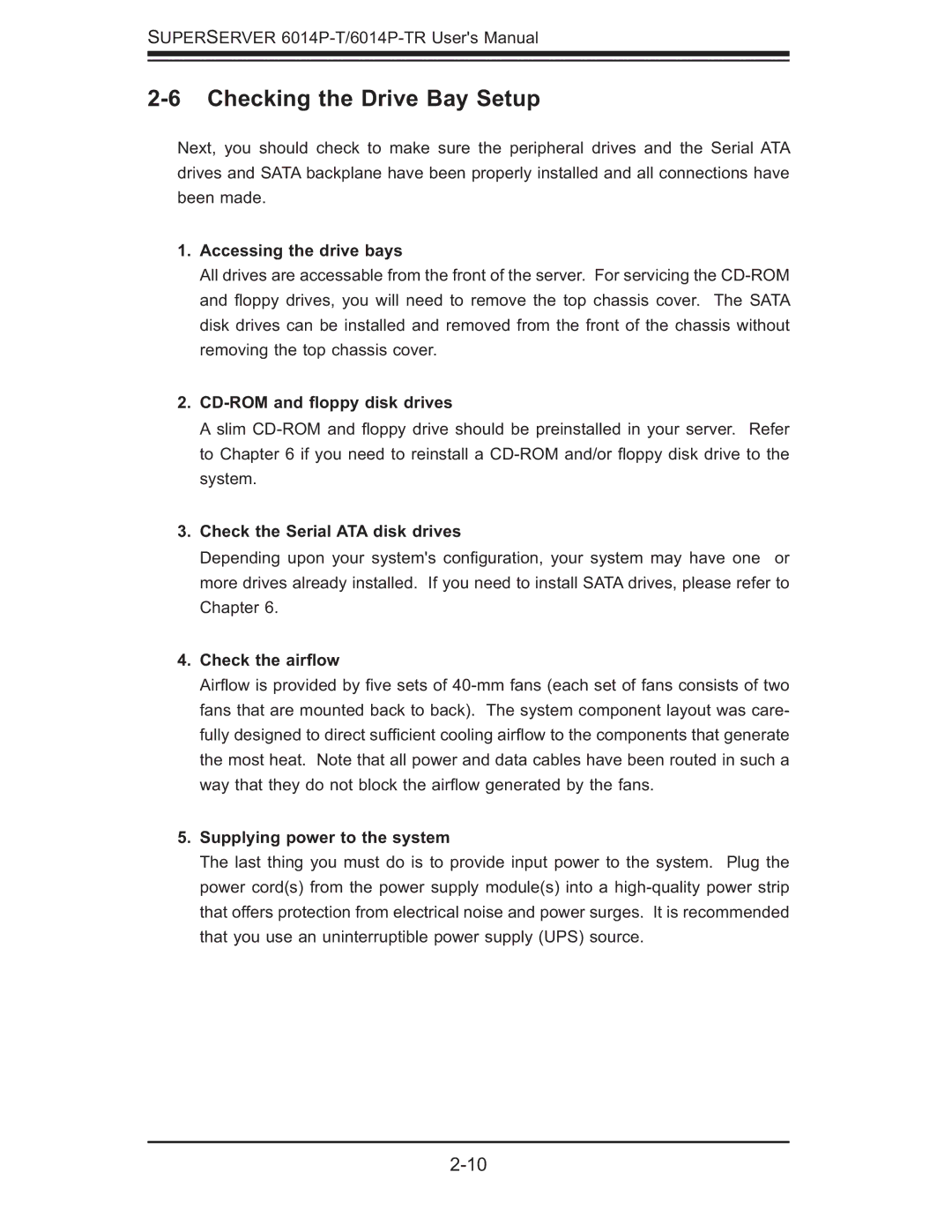 SUPER MICRO Computer 6014P-TR user manual Checking the Drive Bay Setup 