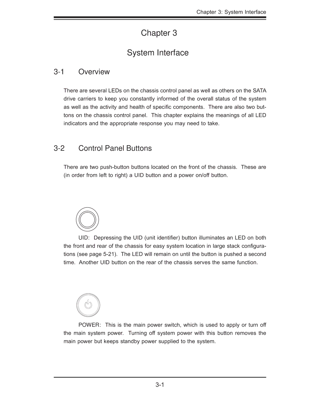 SUPER MICRO Computer 6014P-TR user manual Chapter System Interface, Control Panel Buttons 