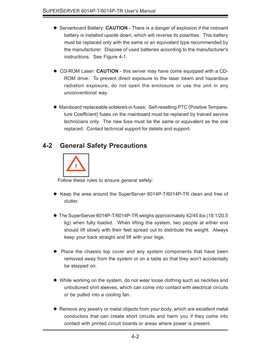 SUPER MICRO Computer 6014P-TR user manual General Safety Precautions 