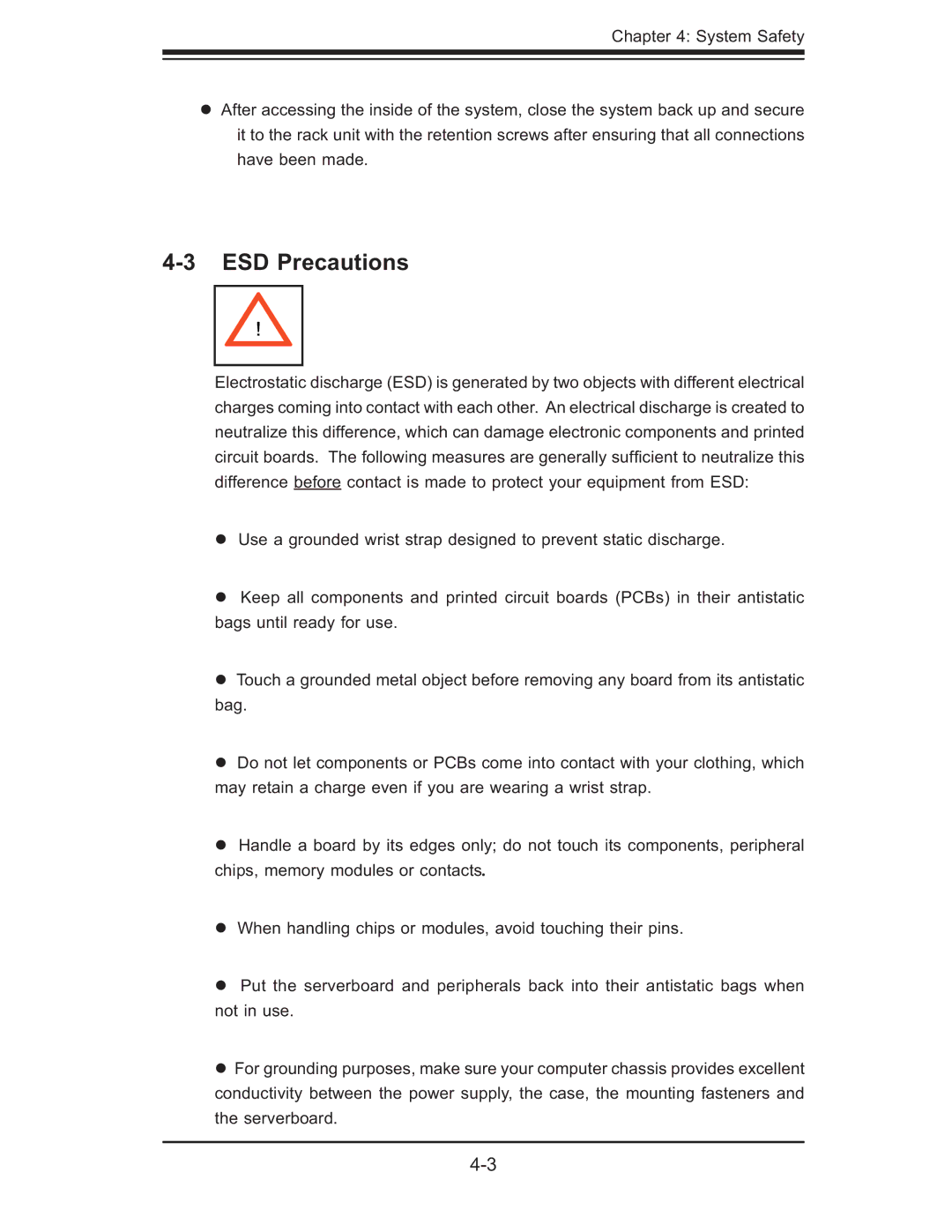 SUPER MICRO Computer 6014P-TR user manual ESD Precautions 