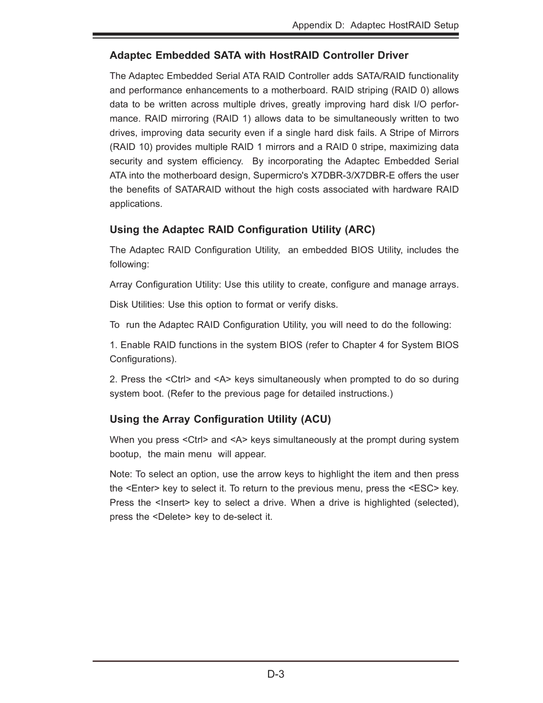 SUPER MICRO Computer 6015B-T, 6015B-3 user manual Adaptec Embedded Sata with HostRAID Controller Driver 