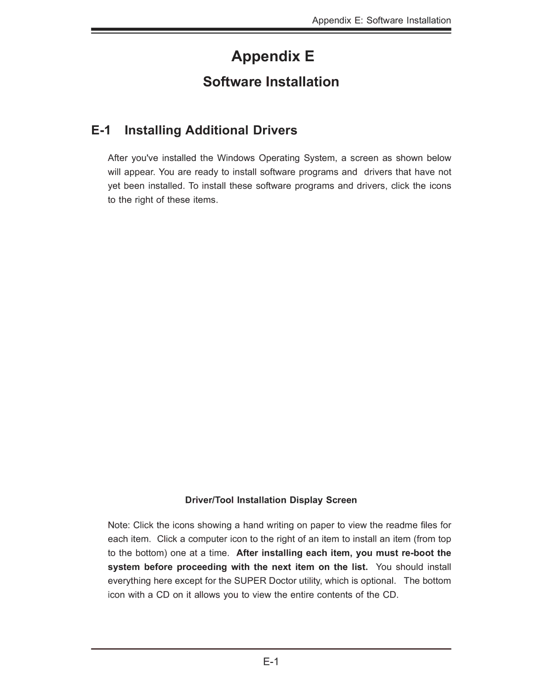 SUPER MICRO Computer 6015B-T, 6015B-3 user manual Software Installation, Installing Additional Drivers 