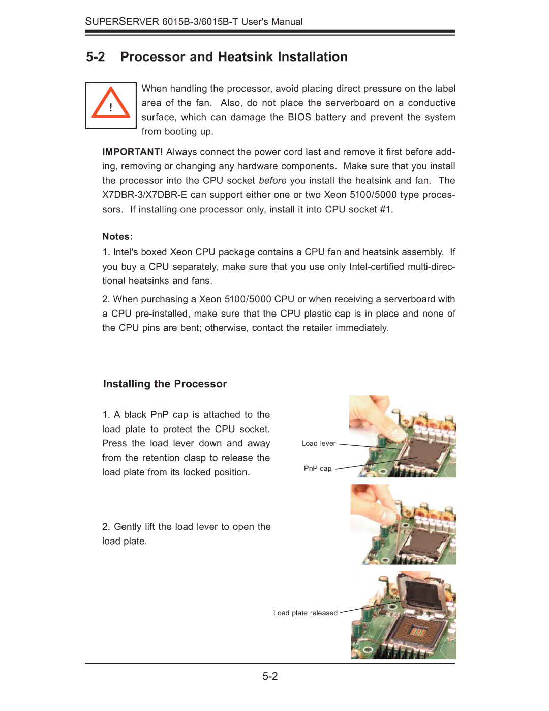 SUPER MICRO Computer 6015B-3, 6015B-T user manual Processor and Heatsink Installation, Installing the Processor 