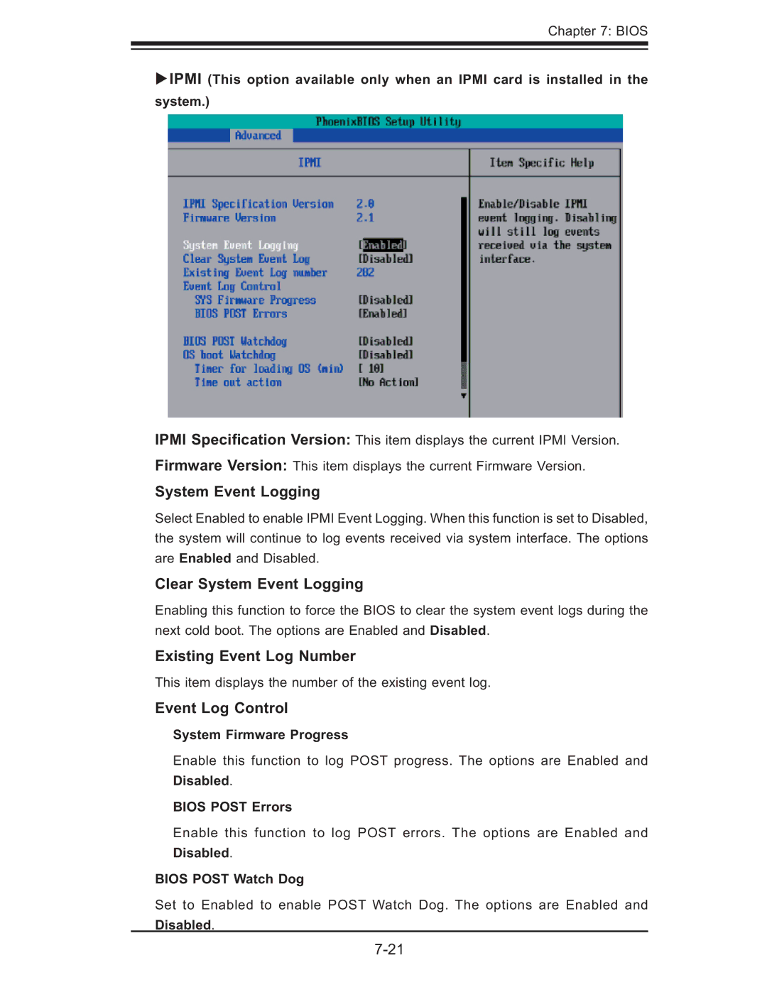 SUPER MICRO Computer 6015B-T, 6015B-3 Clear System Event Logging, Existing Event Log Number, Event Log Control 