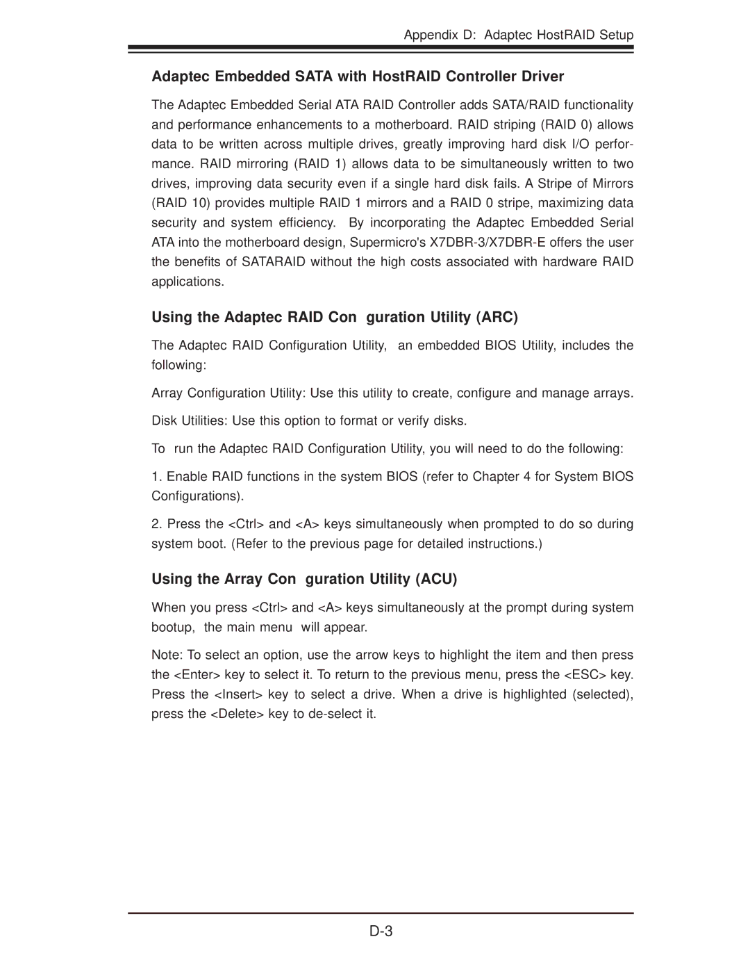 SUPER MICRO Computer 6015B-T, 6015B-3 user manual Adaptec Embedded Sata with HostRAID Controller Driver 