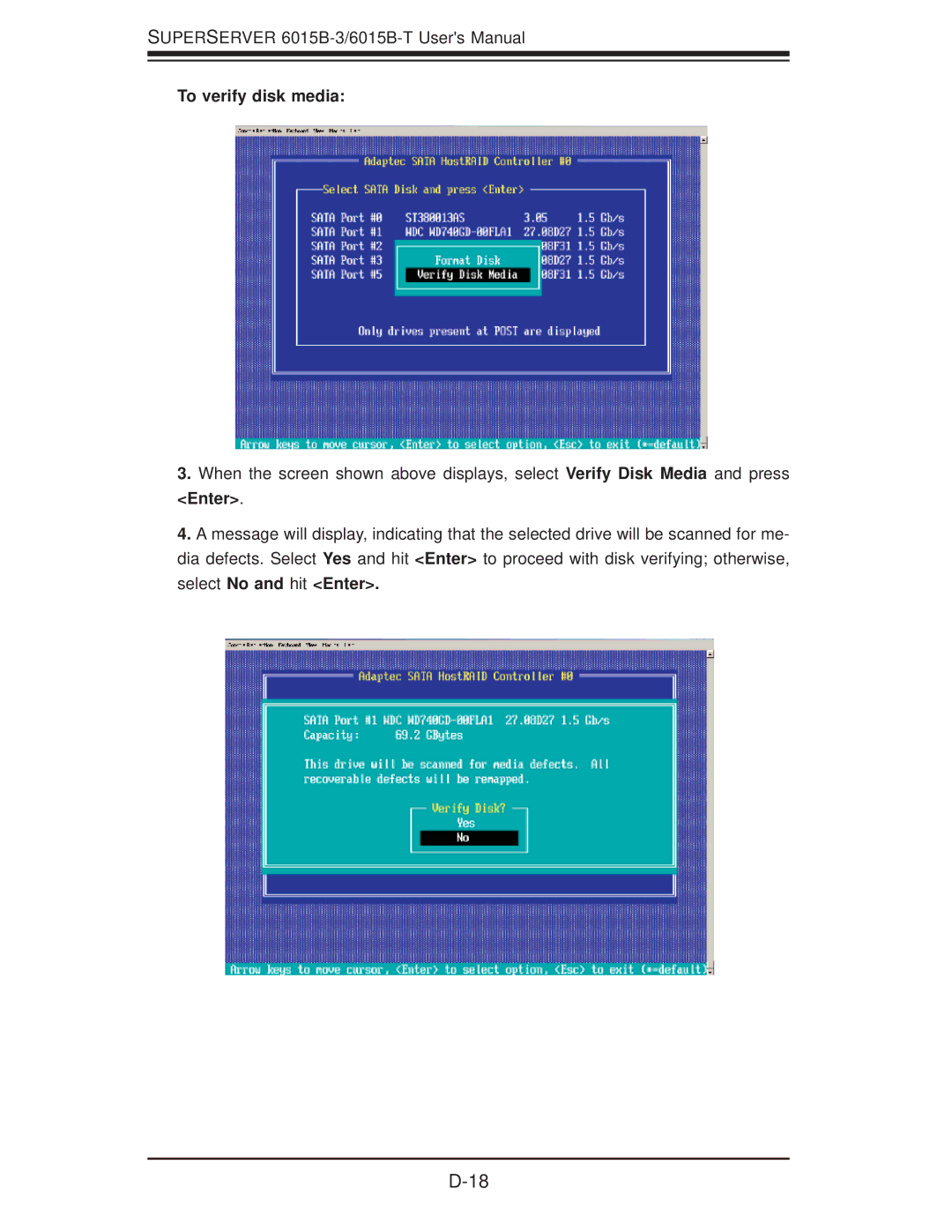 SUPER MICRO Computer 6015B-3, 6015B-T user manual To verify disk media 