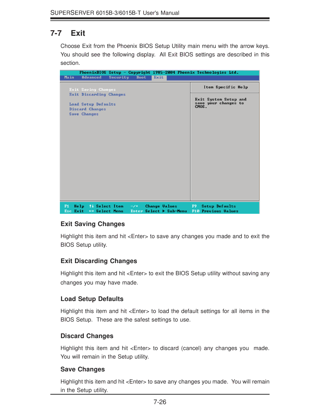 SUPER MICRO Computer 6015B-3, 6015B-T user manual Exit 