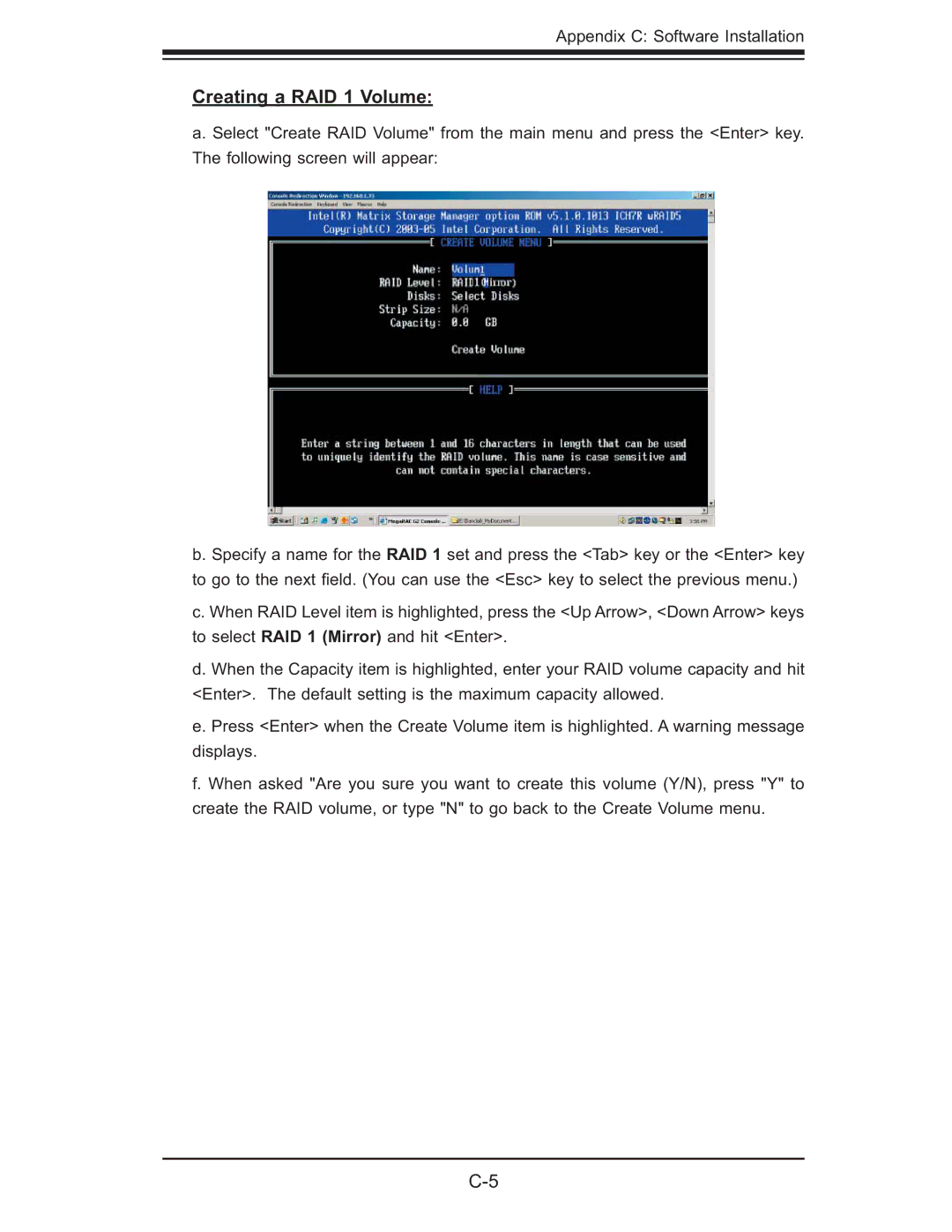 SUPER MICRO Computer 6015B-8+ manual Creating a RAID 1 Volume 