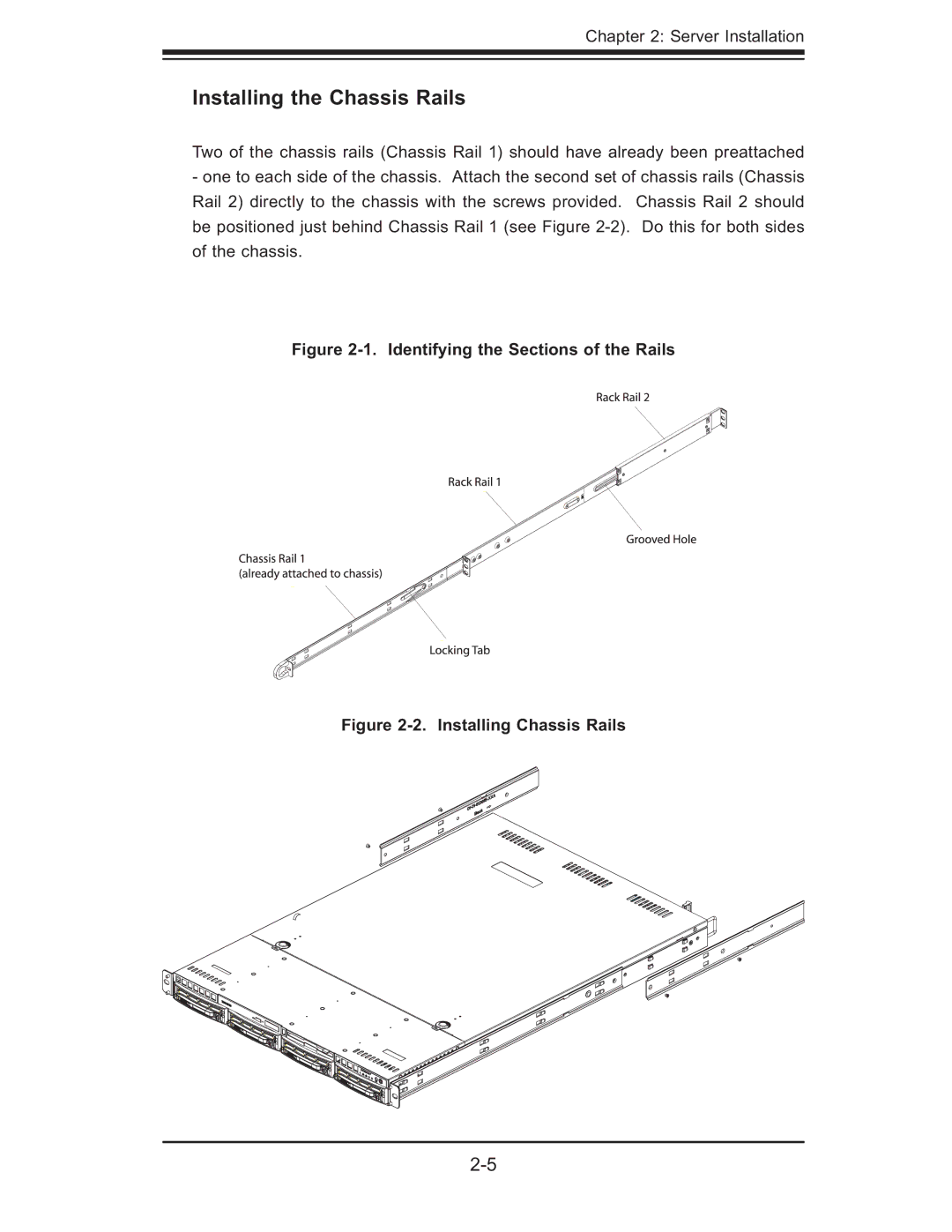 SUPER MICRO Computer 6015B-8+ manual Installing the Chassis Rails, Identifying the Sections of the Rails 