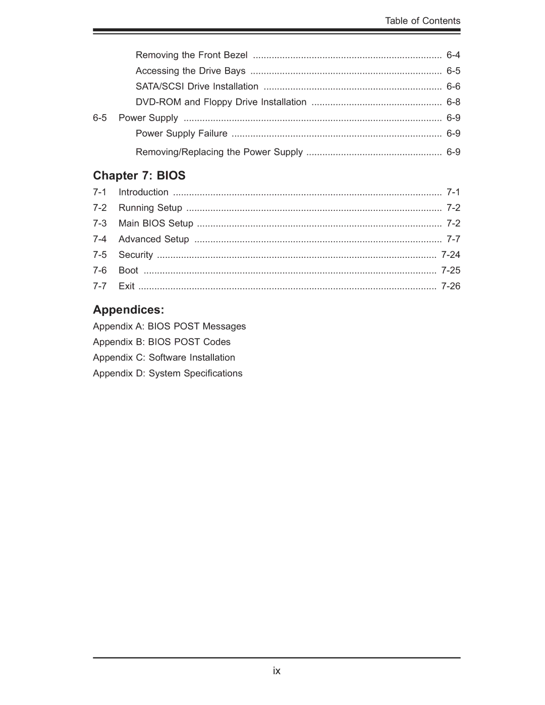 SUPER MICRO Computer 6015B-8+ manual Bios, Appendices 