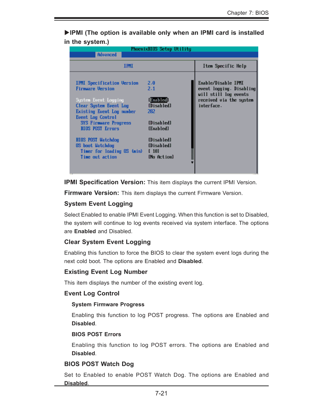 SUPER MICRO Computer 6015B-8+ manual Clear System Event Logging, Existing Event Log Number, Event Log Control 