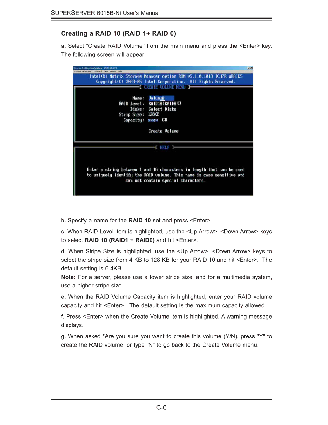 SUPER MICRO Computer 6015B-Ni manual Creating a RAID 10 RAID 1+ RAID 