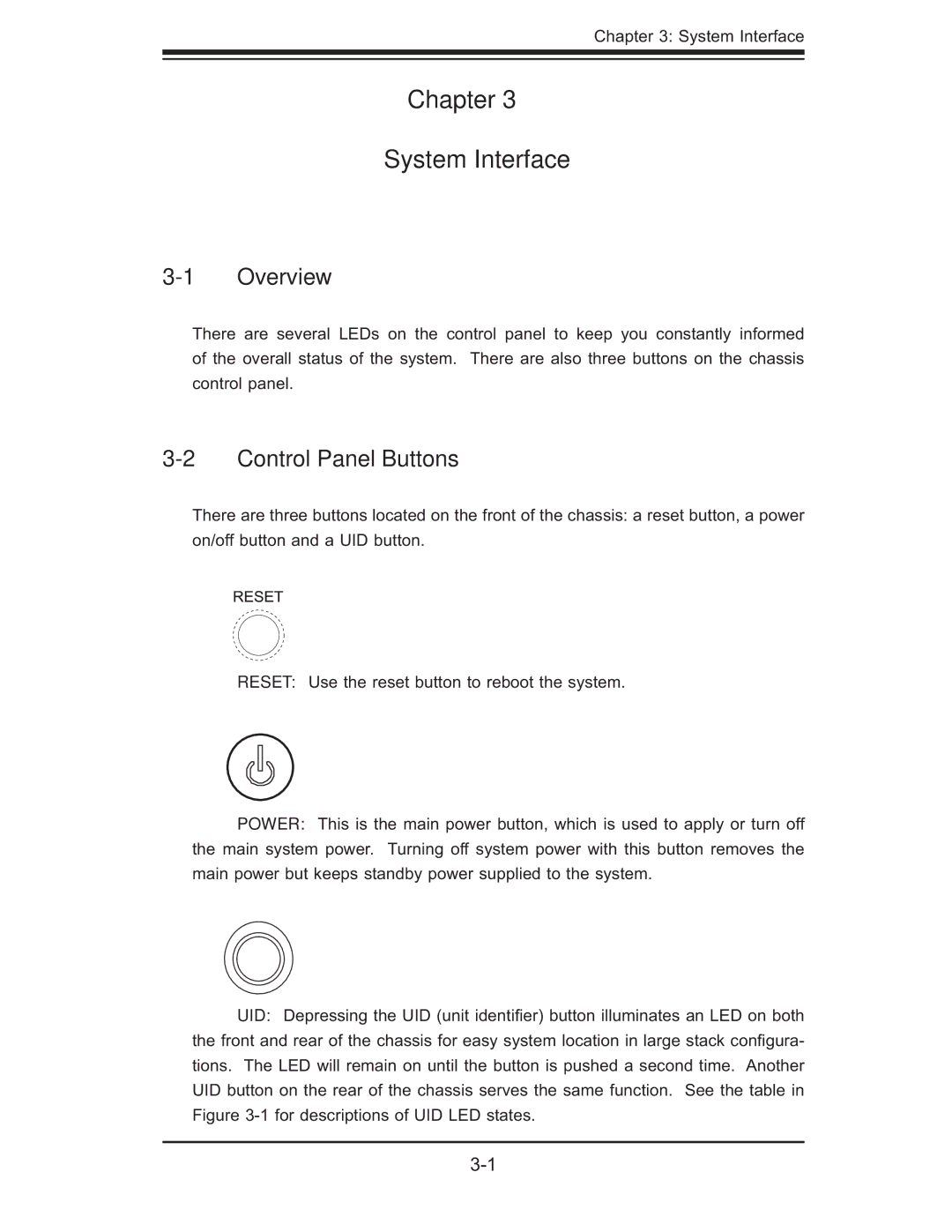 SUPER MICRO Computer 6015B-Ni manual Chapter System Interface, Control Panel Buttons 