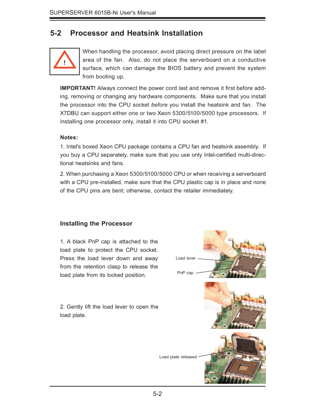 SUPER MICRO Computer 6015B-Ni manual Processor and Heatsink Installation, Installing the Processor 