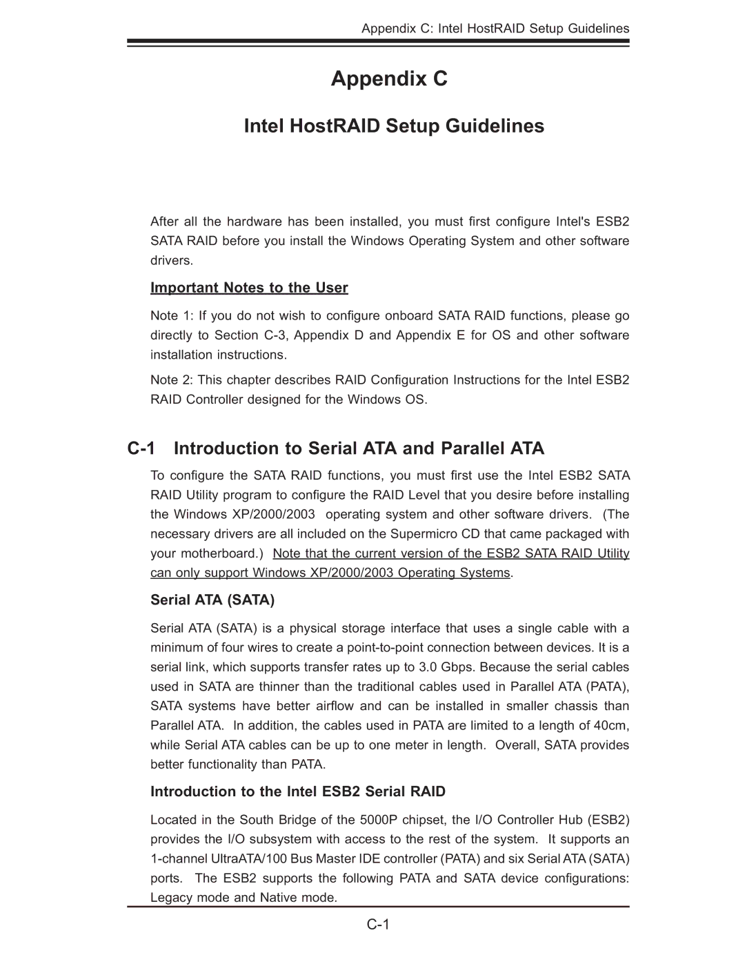 SUPER MICRO Computer 6015T-T Intel HostRAID Setup Guidelines, Introduction to Serial ATA and Parallel ATA, Serial ATA Sata 