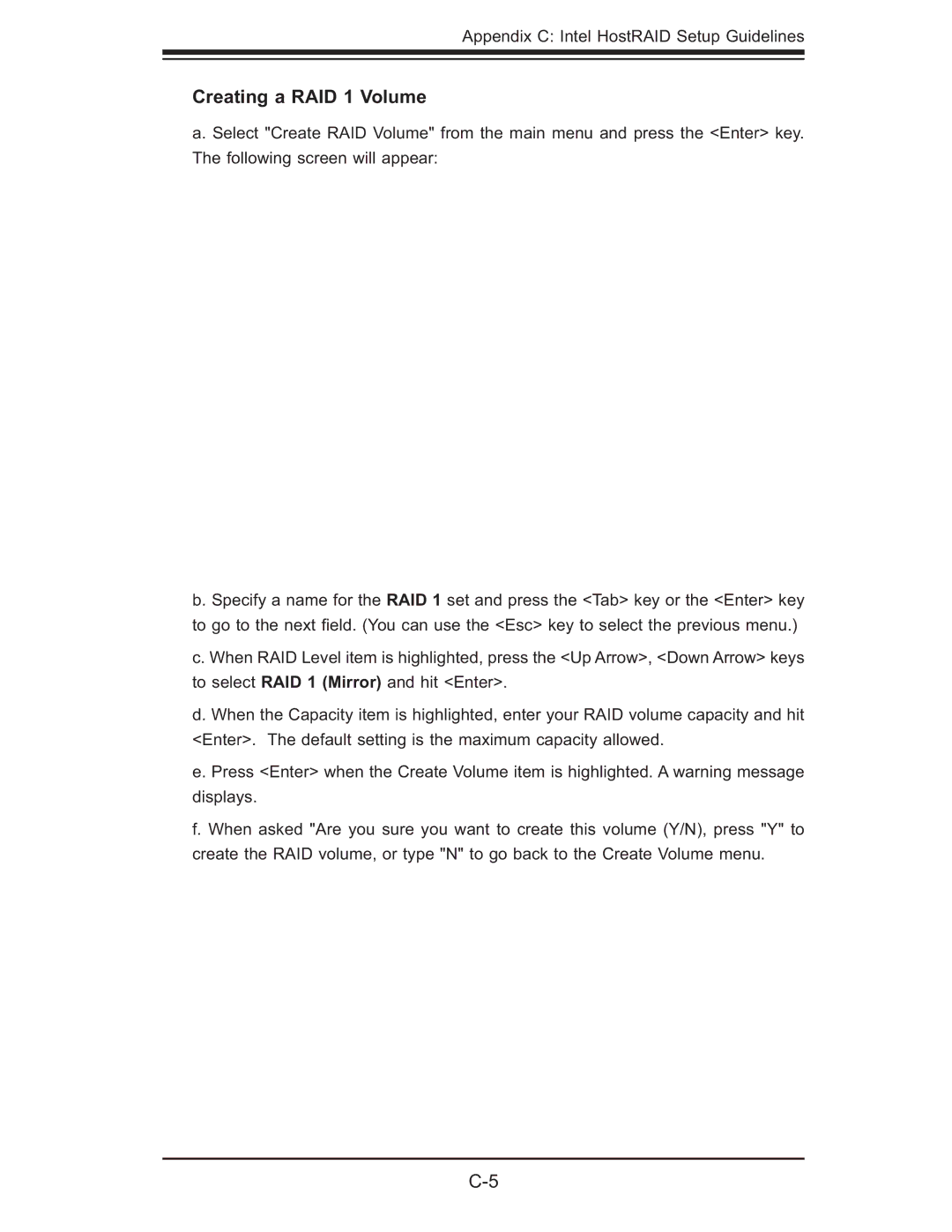 SUPER MICRO Computer 6015T-T, 6015T-INF manual Creating a RAID 1 Volume 