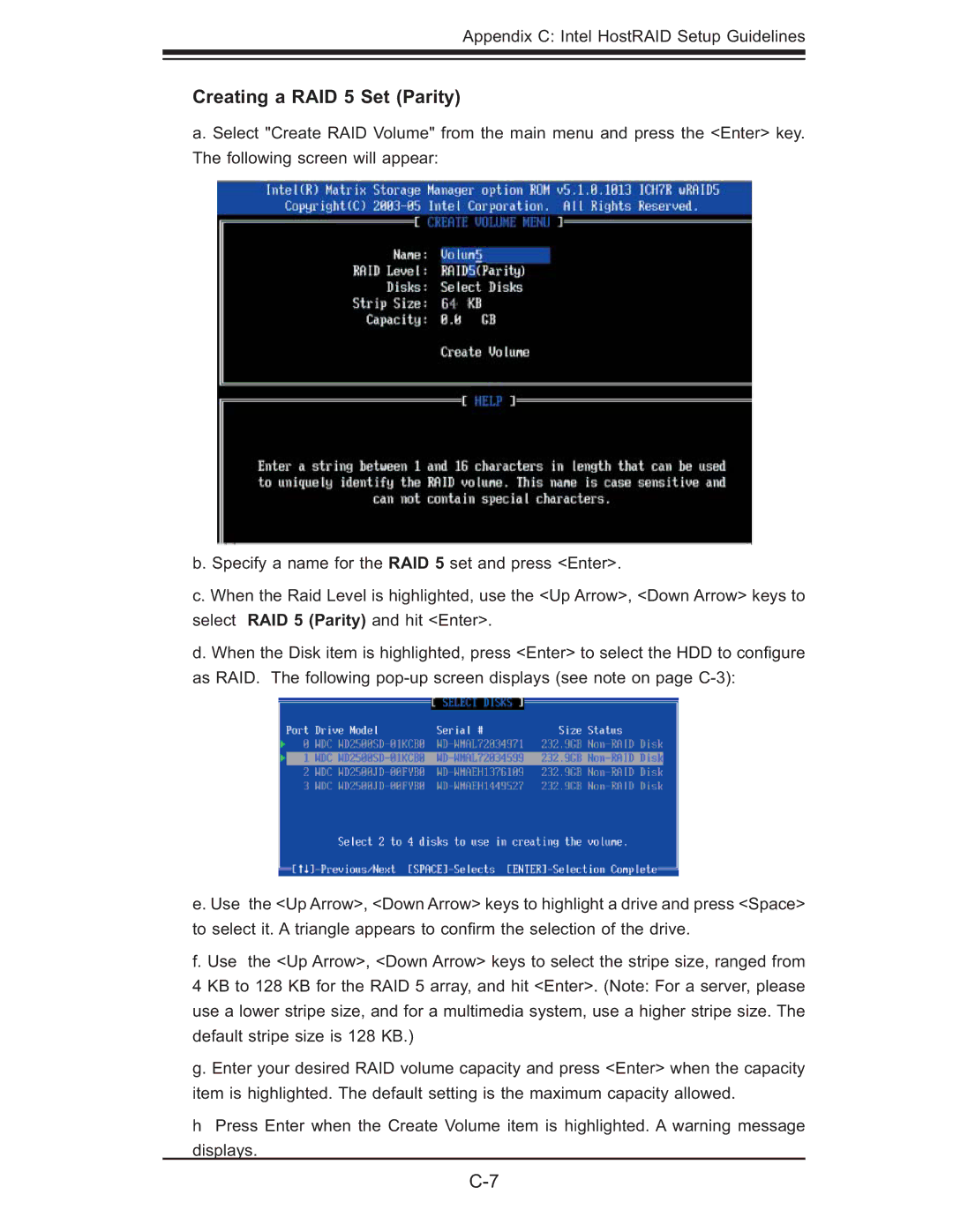 SUPER MICRO Computer 6015T-T, 6015T-INF manual Creating a RAID 5 Set Parity 