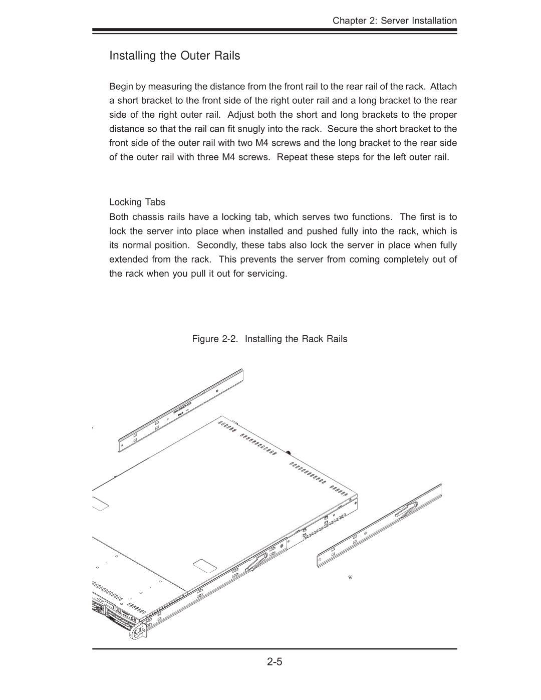 SUPER MICRO Computer 6015T-T, 6015T-INF manual Installing the Outer Rails, Locking Tabs 