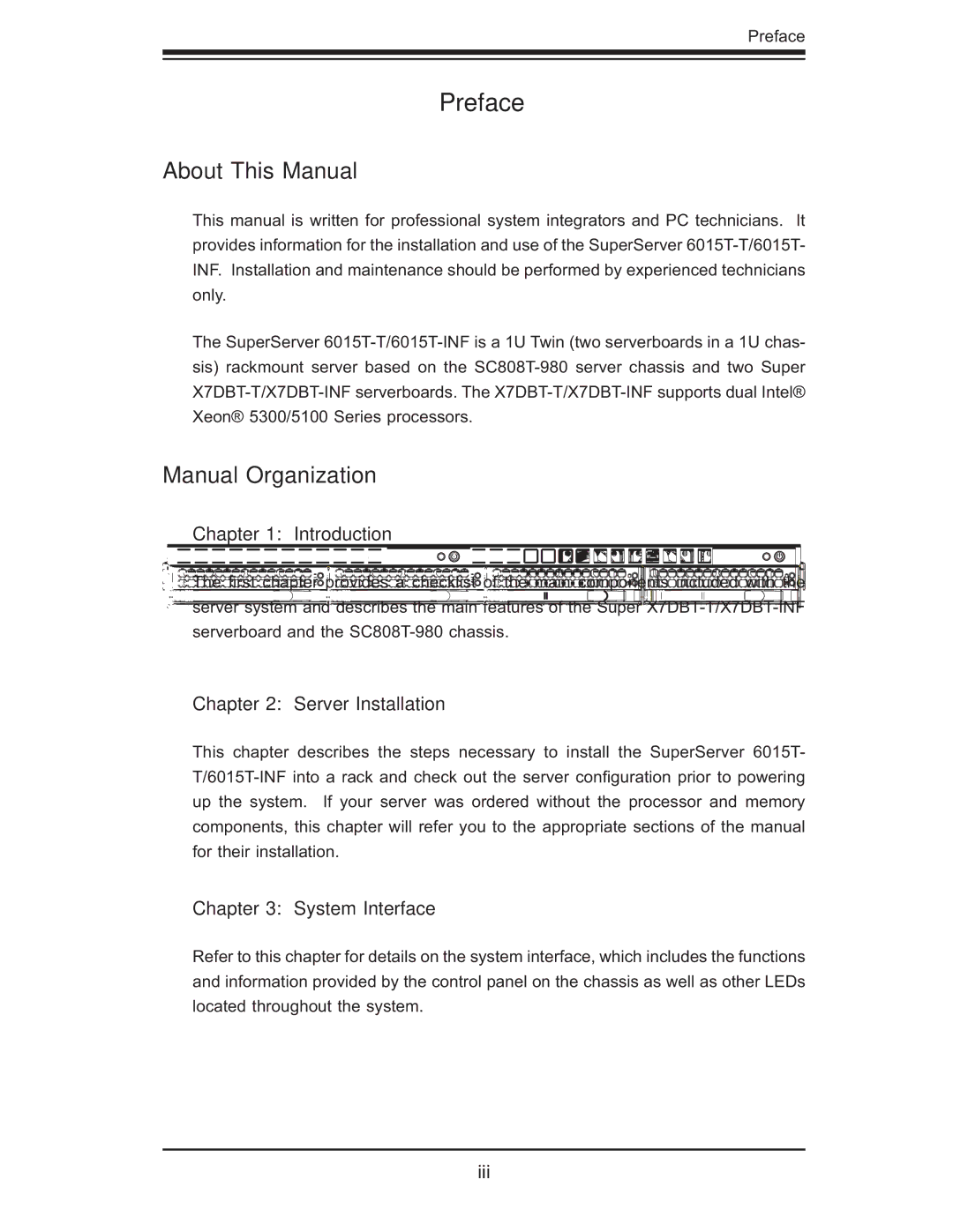 SUPER MICRO Computer 6015T-T, 6015T-INF manual Preface, About This Manual, Manual Organization 