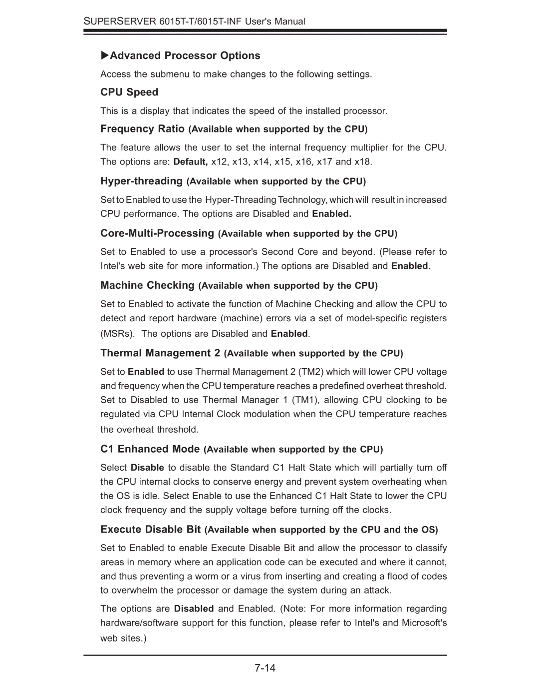 SUPER MICRO Computer 6015T-INF, 6015T-T manual Advanced Processor Options, CPU Speed 