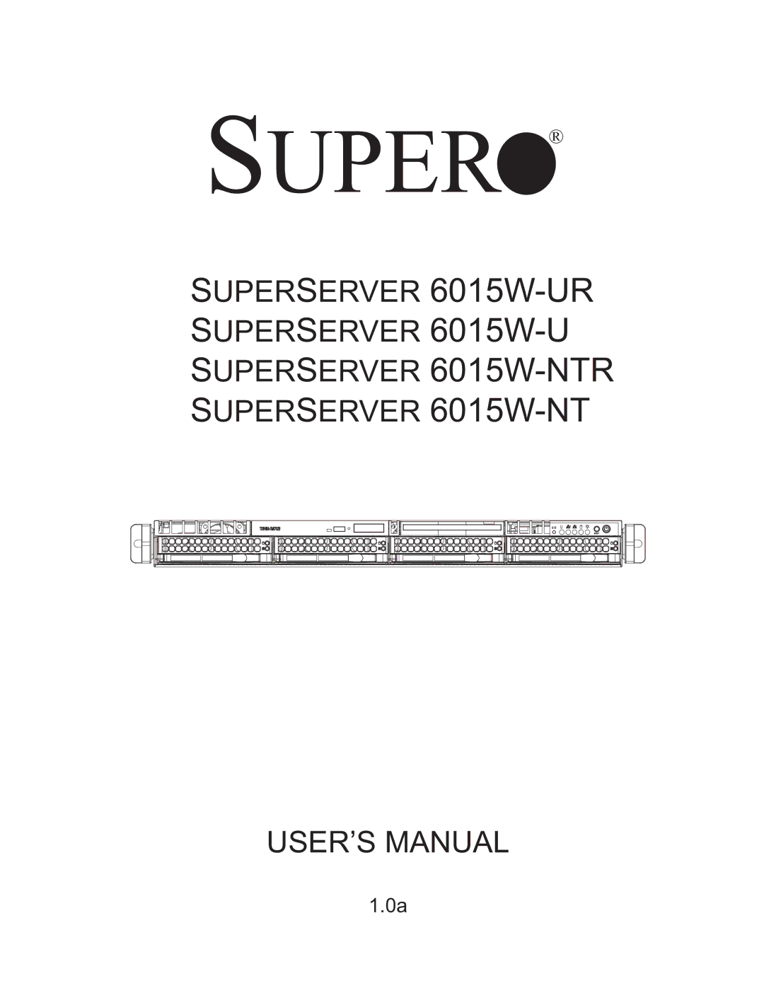 SUPER MICRO Computer 6015W-NTR, 6015W-UR user manual Super 