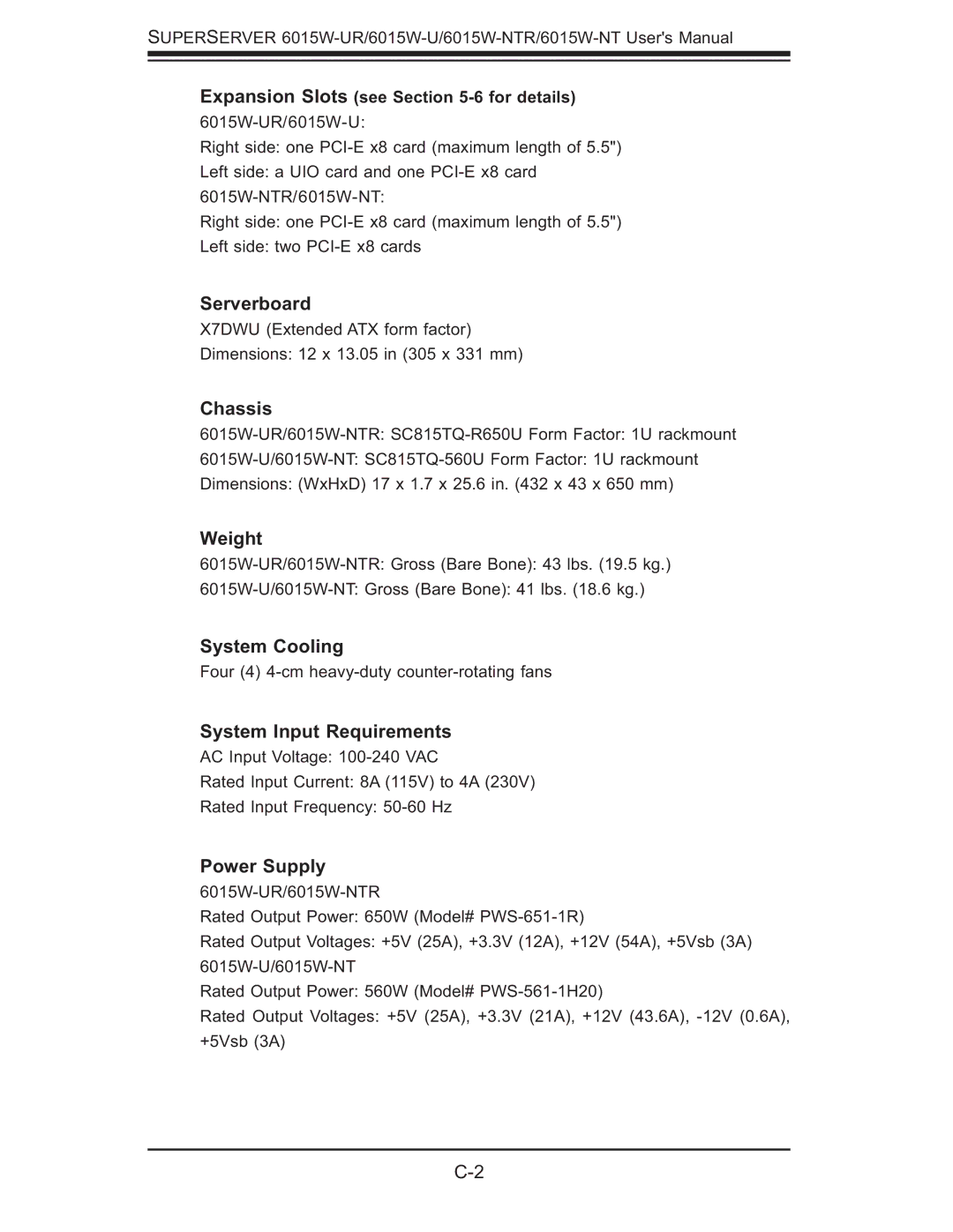 SUPER MICRO Computer 6015W-UR, 6015W-NTR user manual Chassis, Expansion Slots see -6 for details 