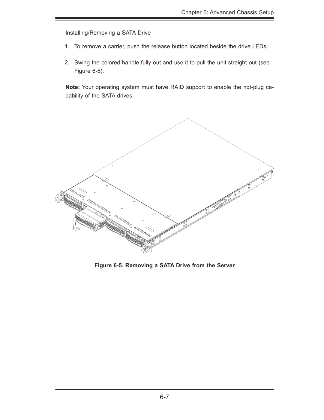 SUPER MICRO Computer 6015W-UR, 6015W-NTR Installing/Removing a Sata Drive, Removing a Sata Drive from the Server 