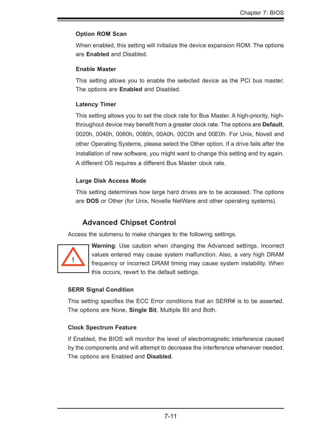 SUPER MICRO Computer 6015W-UR, 6015W-NTR user manual Advanced Chipset Control 