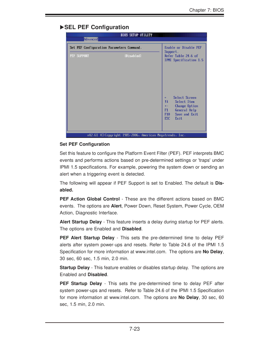 SUPER MICRO Computer 6016GT-TF-TC2, 6016GT-TF-TM2, 6016XT-TF user manual SEL PEF Conﬁguration, Set PEF Conﬁguration, Abled 