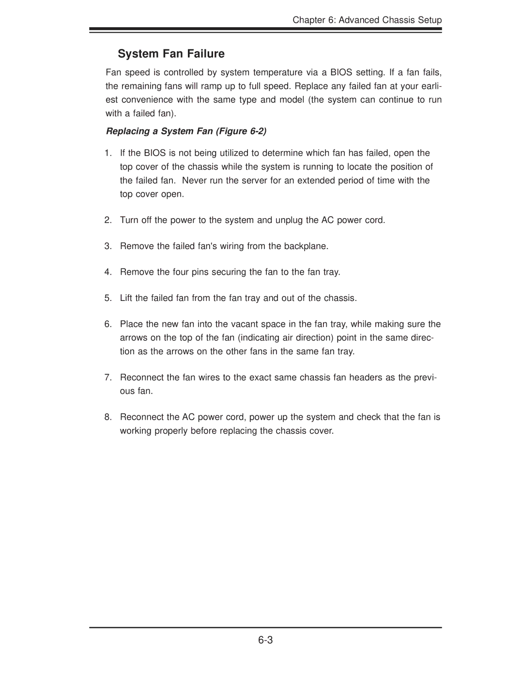 SUPER MICRO Computer 6016XT-TF, 6016GT-TF-TC2, 6016GT-TF-TM2 user manual System Fan Failure, Replacing a System Fan Figure 