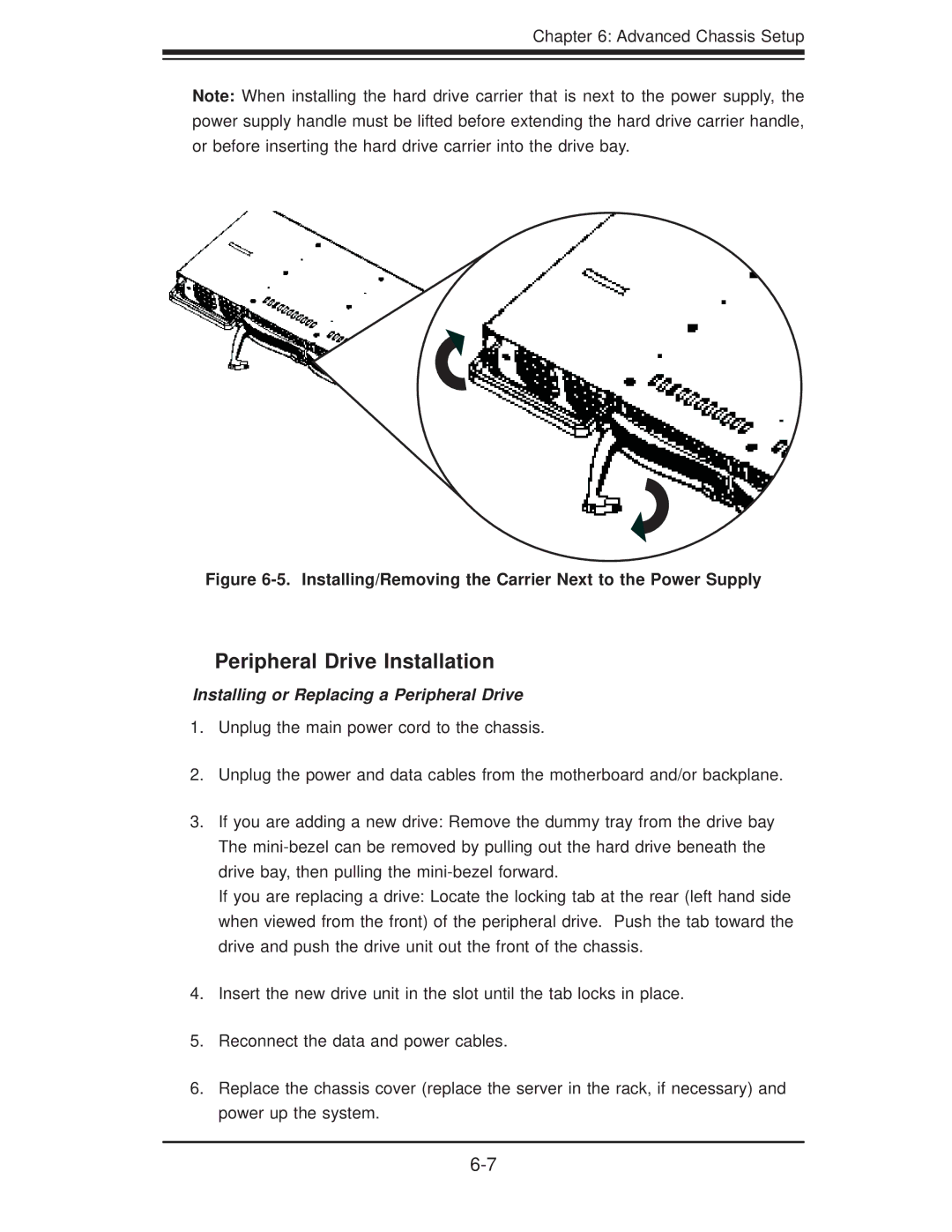 SUPER MICRO Computer 6016XT-TF, 6016GT-TF Peripheral Drive Installation, Installing or Replacing a Peripheral Drive 