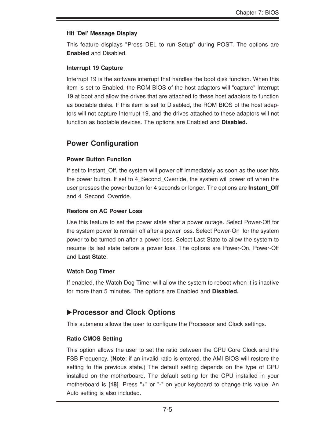 SUPER MICRO Computer 6016XT-TF, 6016GT-TF-TC2, 6016GT-TF-TM2 user manual Power Conﬁguration, Processor and Clock Options 