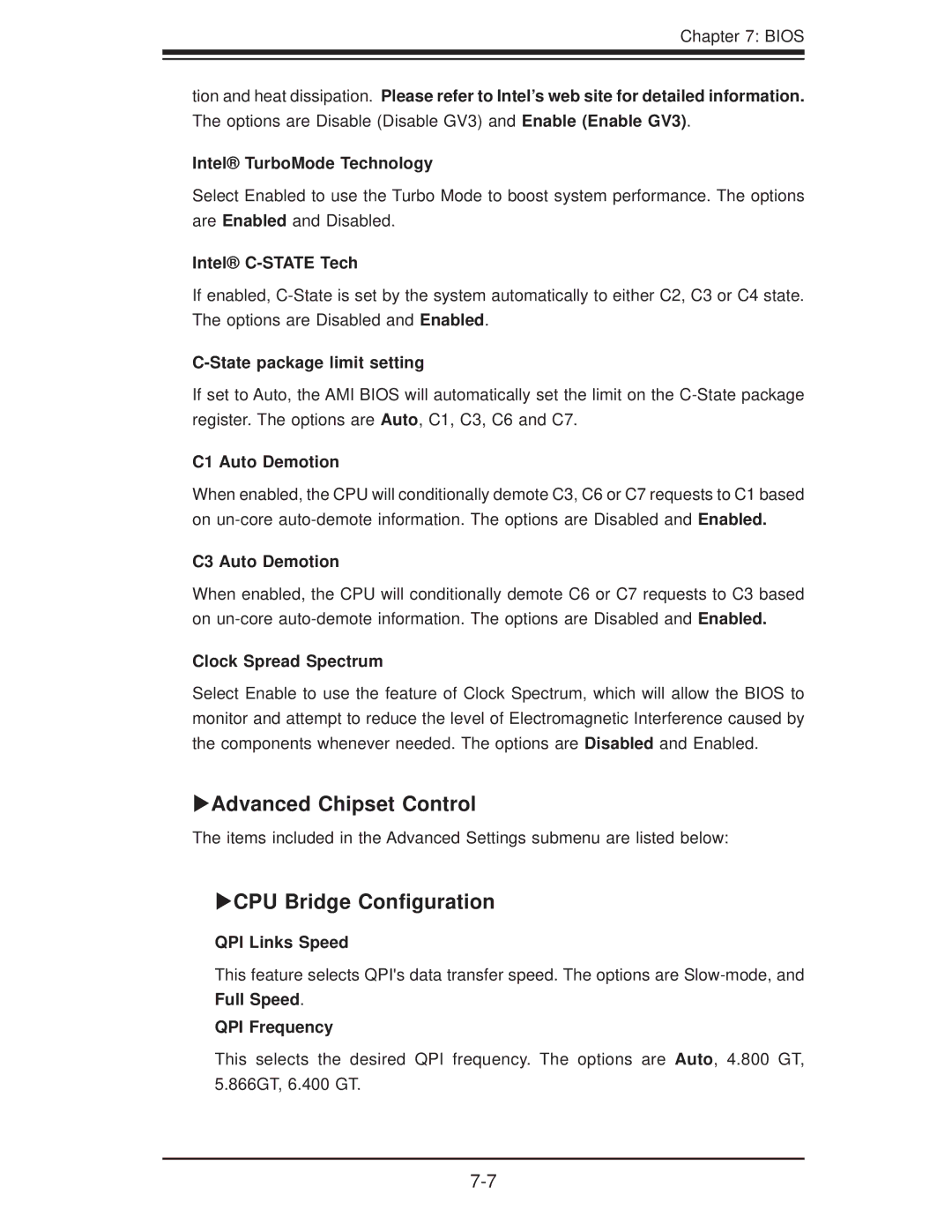 SUPER MICRO Computer 6016GT-TF-TC2, 6016GT-TF-TM2, 6016XT-TF user manual Advanced Chipset Control, CPU Bridge Conﬁguration 