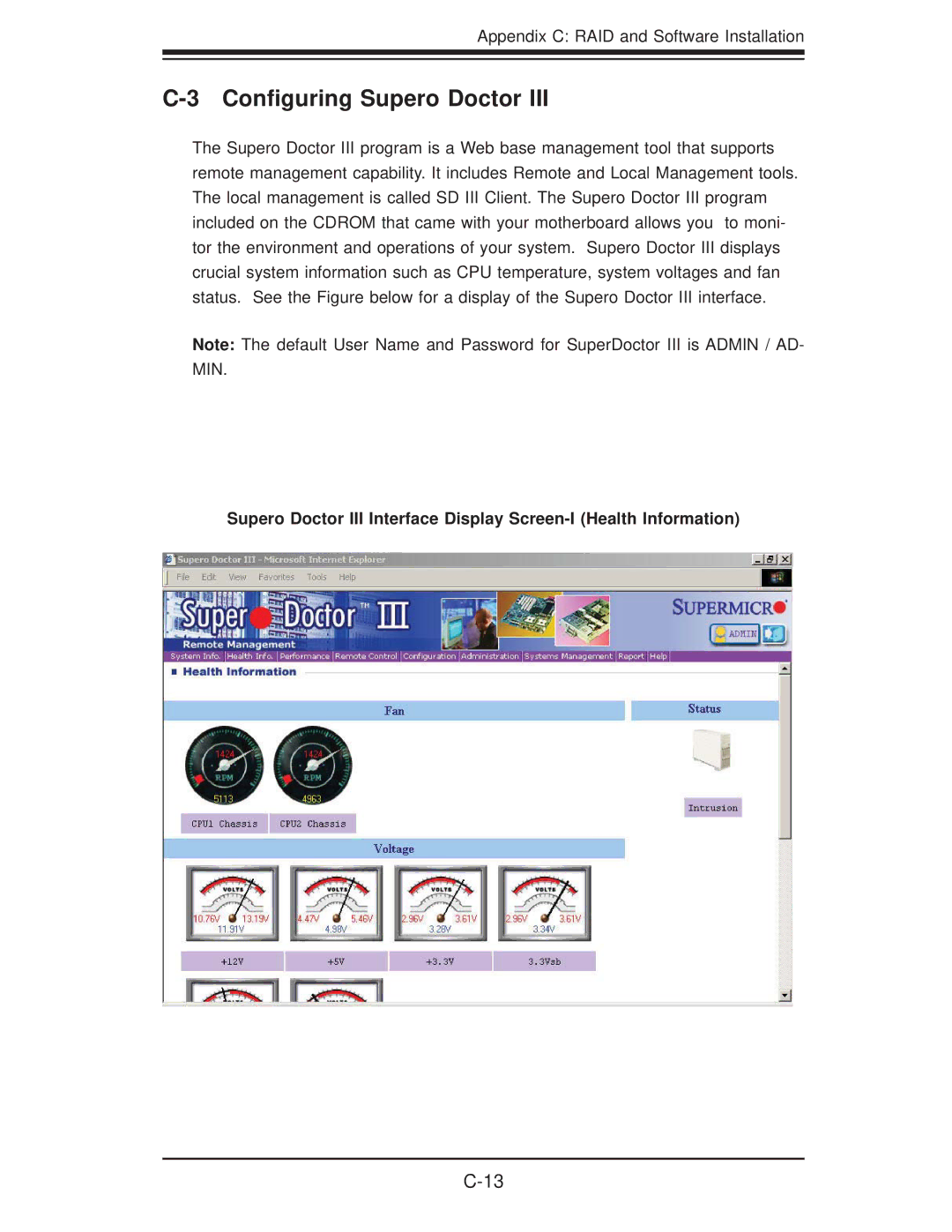 SUPER MICRO Computer 6025B-3R user manual Conﬁguring Supero Doctor 