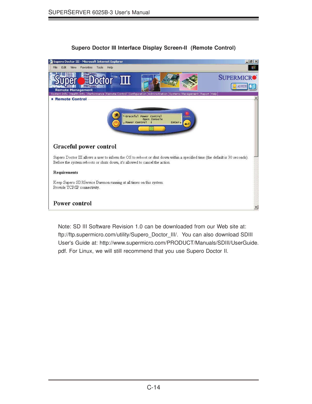 SUPER MICRO Computer 6025B-3R user manual Supero Doctor III Interface Display Screen-II Remote Control 